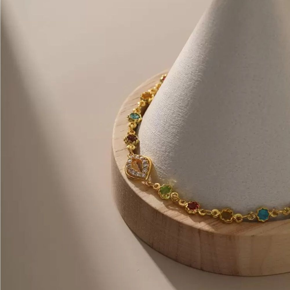 Multicolor Gemstone Bracelet Q52 - Picture 3 of 7